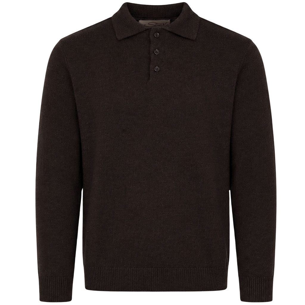 Stuarts London Mayfair Merino Polo - Dark Brown SL008-BRN