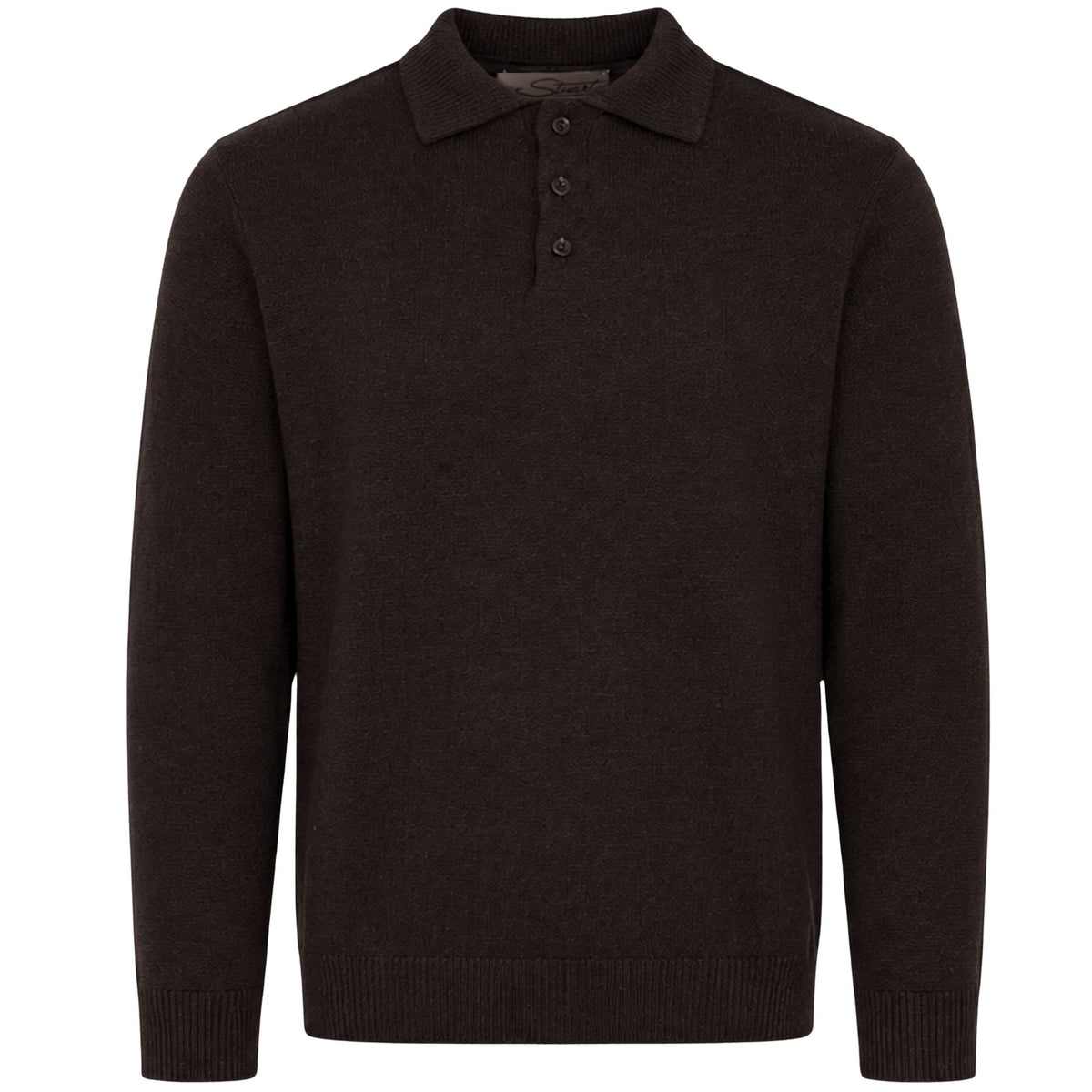 Stuarts London Mayfair Merino Polo - Dark Brown