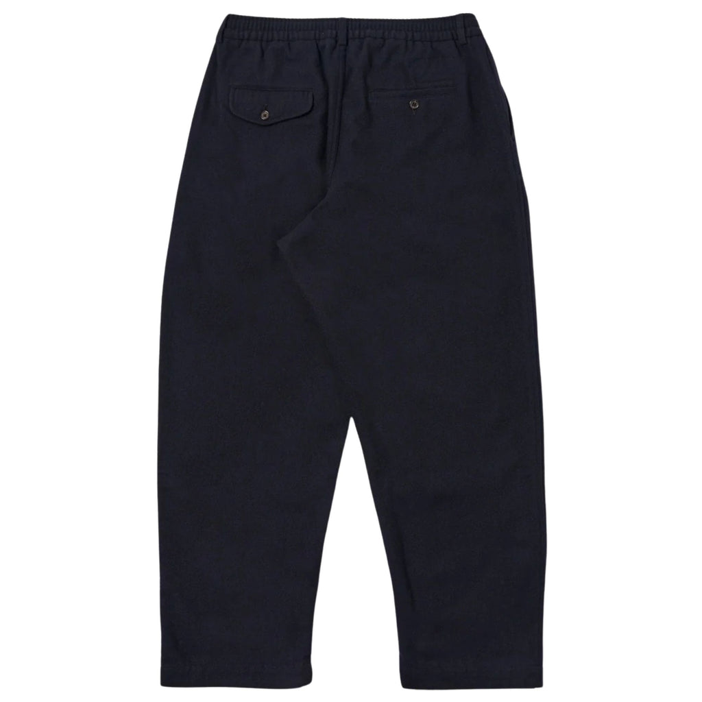 Universal Works Pleated Track Pant Robin Wool Mix - Dark Navy