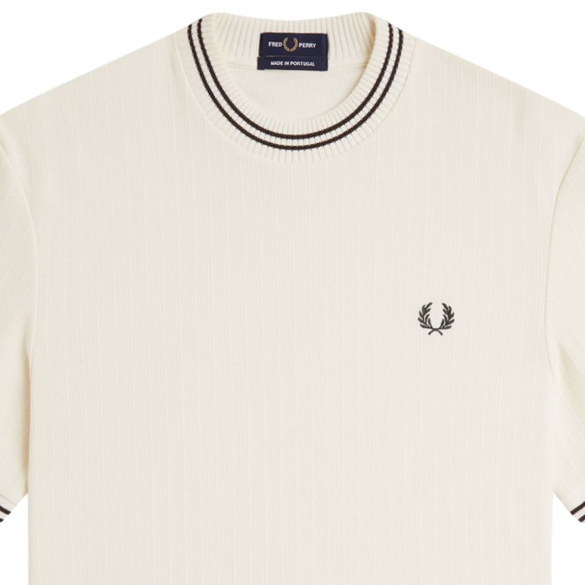 Fred Perry Ribbed Jersey T-Shirt - Ecru