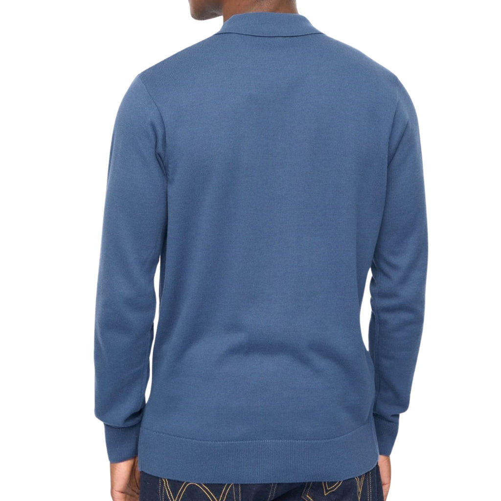 Gabicci Vintage Azima Long Sleeve Plain Knit Button Thru - Airforce