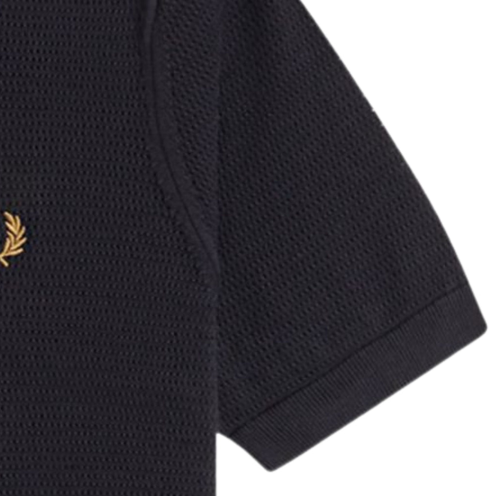 Fred Perry Pointelle Knitted Shirt - Black
