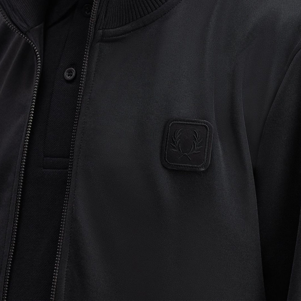 Fred Perry Leather Patch Track Jacket - Black