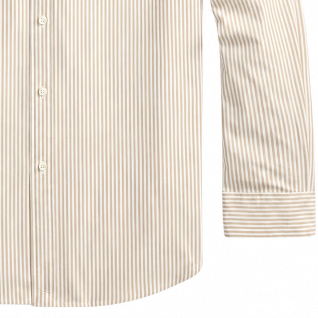 Polo Ralph Lauren	Custom Fit Striped Stretch Poplin Shirt  - Khaki/White