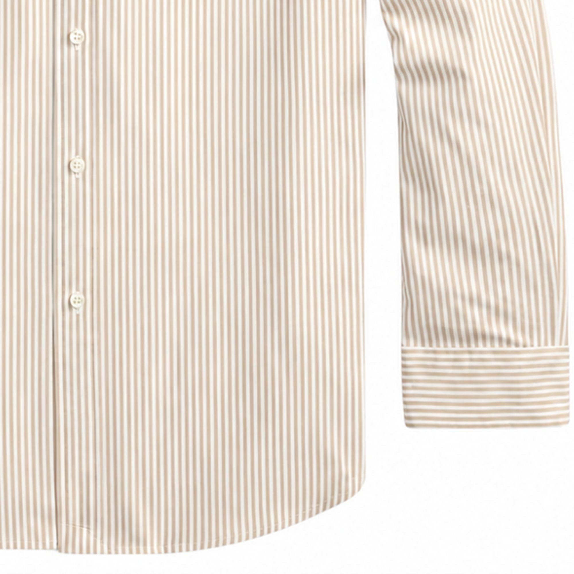 Polo Ralph Lauren	Custom Fit Striped Stretch Poplin Shirt  - Khaki/White