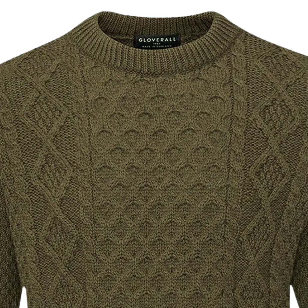 Gloverall Aran Jumper - Army Green
