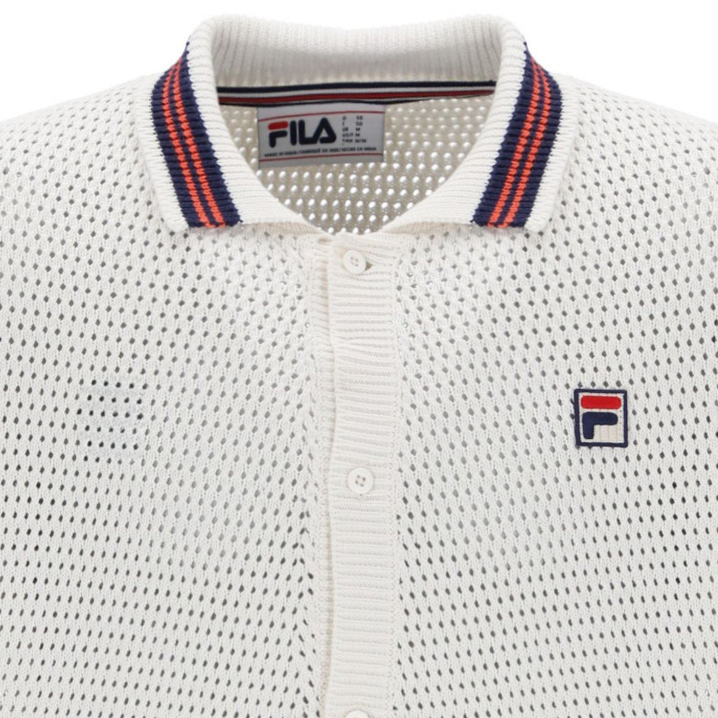 Fila Vintage Domenico Crochet Knitted Shirt - Gardenia