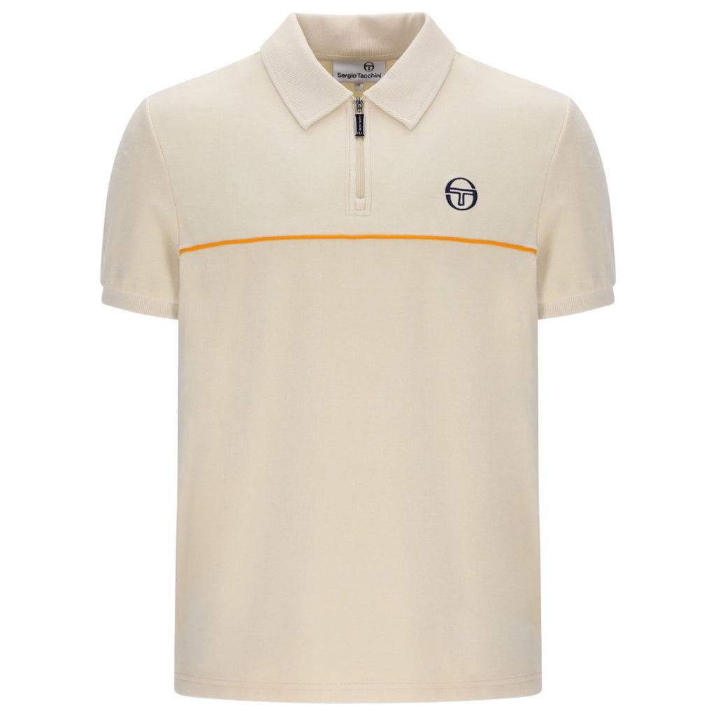 Sergio Tacchini Cardona Velour Zip Polo Shirt - Sandshell