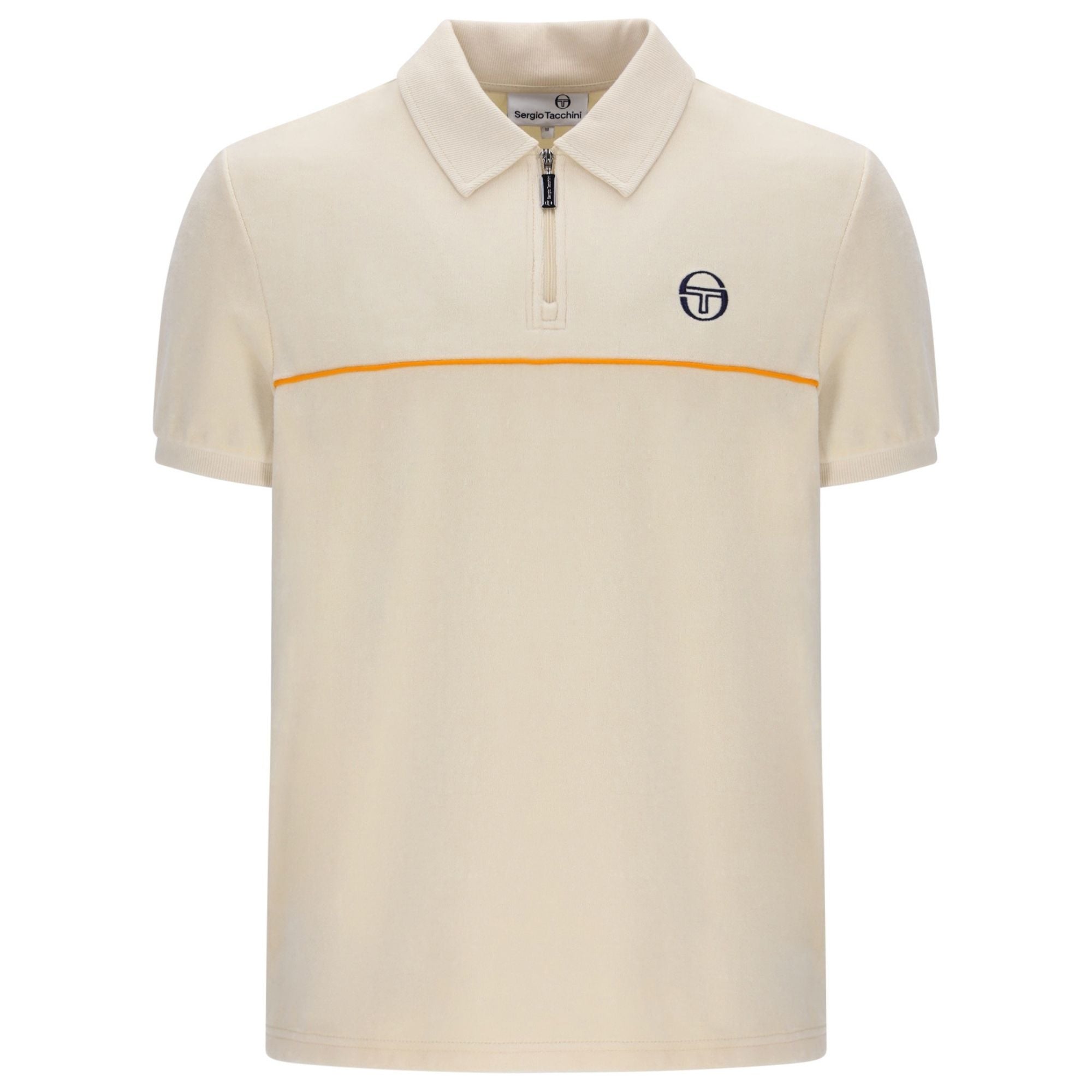 Sergio Tacchini Cardona Velour Zip Polo Shirt - Sandshell