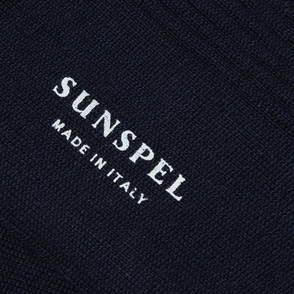 Sunspel Cotton Ribbed Socks - Navy