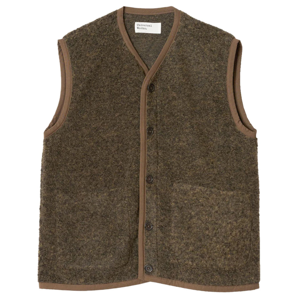 Universal Works Lancaster Gilet Bouclet Fleece - Brown