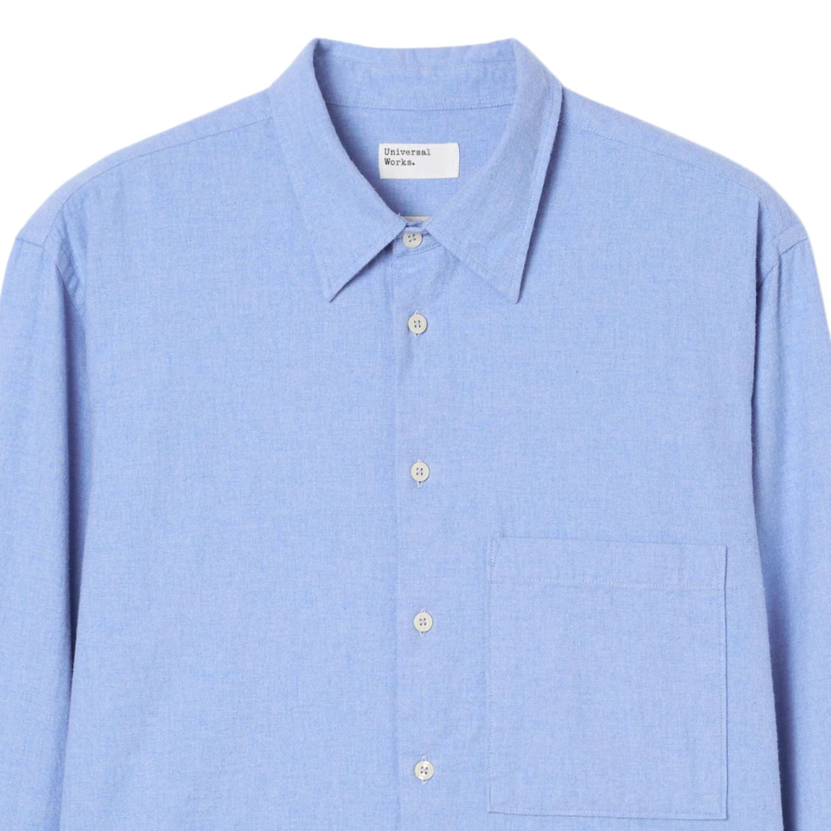 Universal Works Brushed Flannel Square Pocket Shirt - Blue