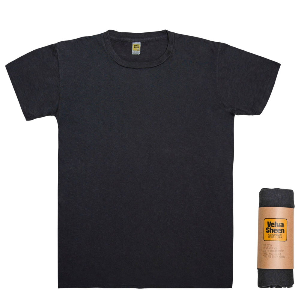 Velva Sheen Rolled Short Sleeve Crew Neck T-Shirt - Black