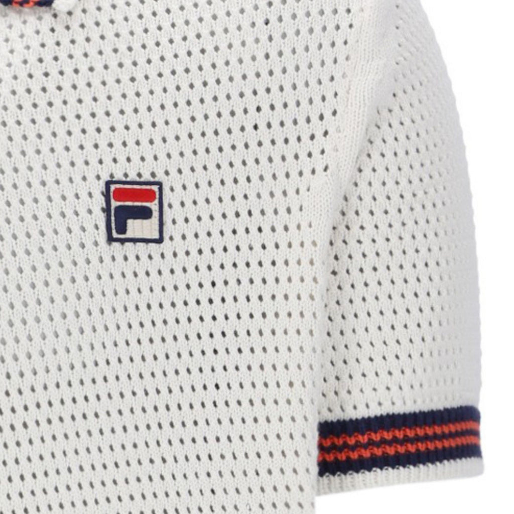 Fila Vintage Domenico Crochet Knitted Shirt - Gardenia