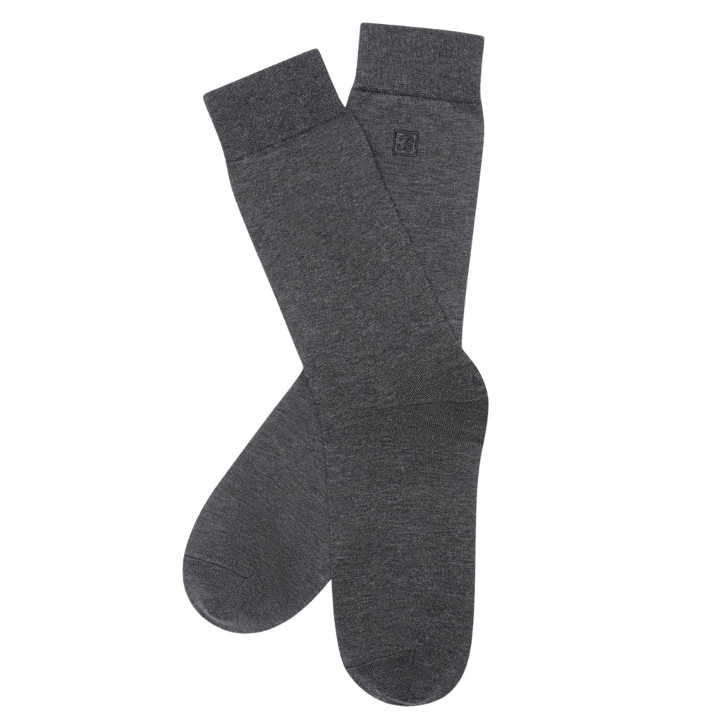 Stuarts London Brian Oak Plain Socks - Grey Charcoal