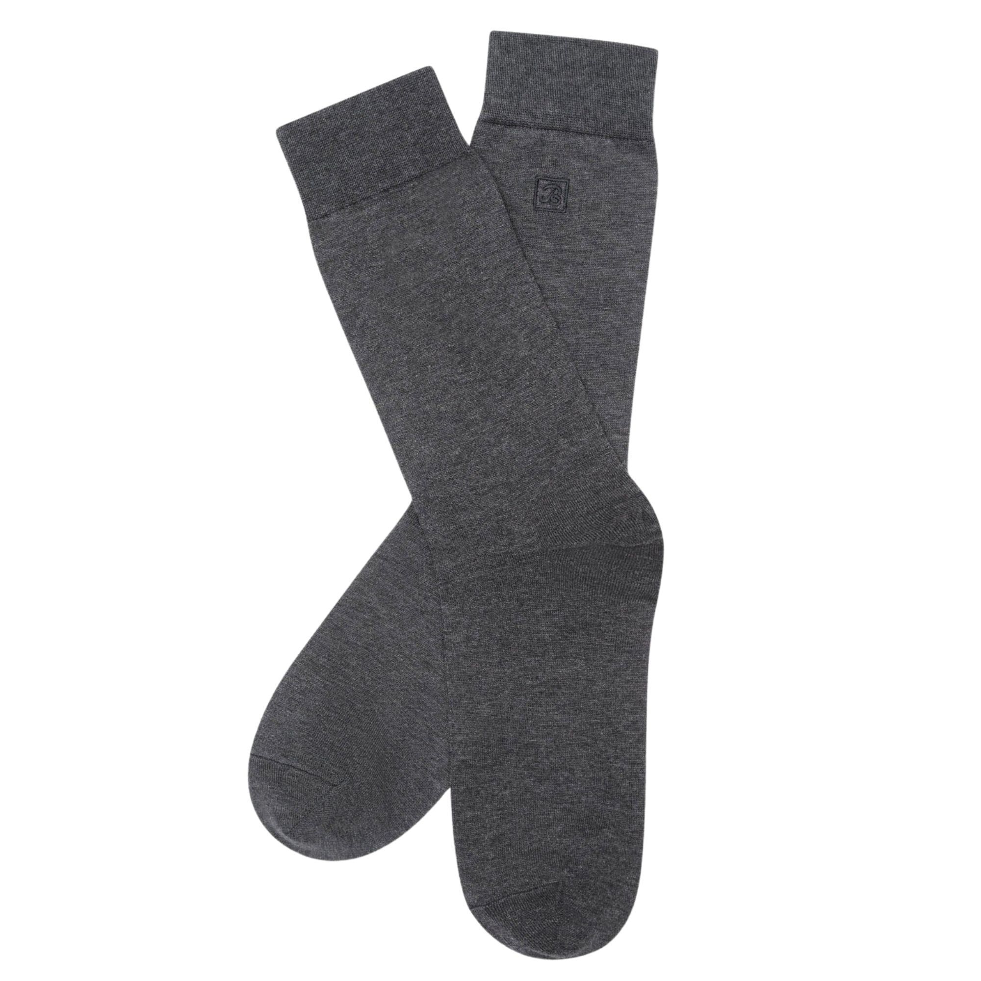 Stuarts London Brian Oak Plain Socks - Grey Charcoal