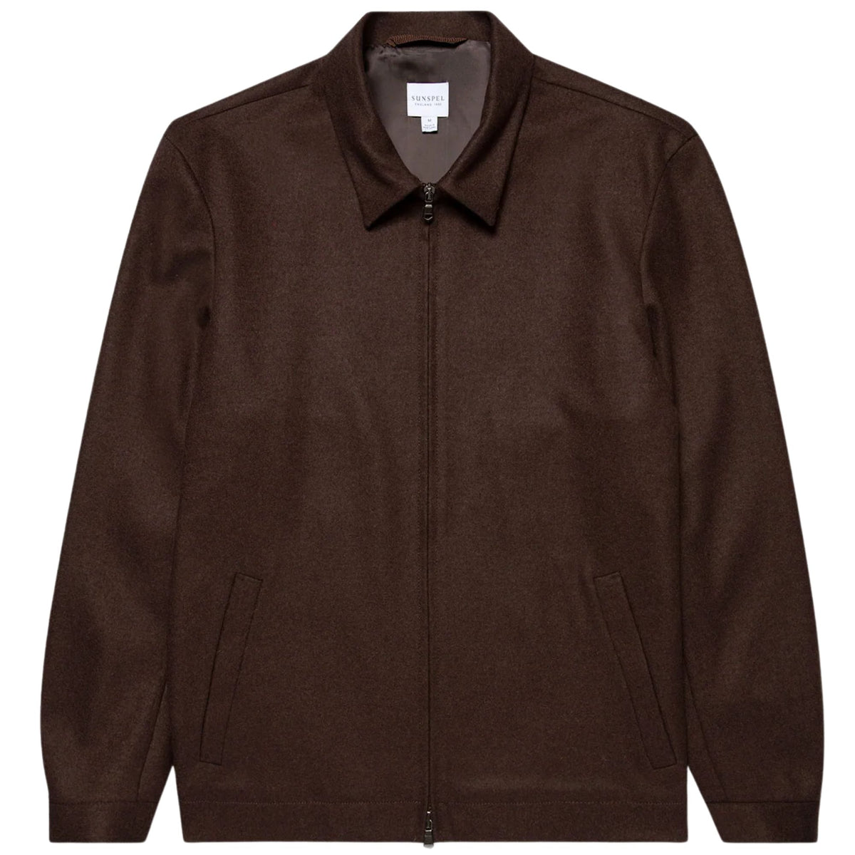 Sunspel Boiled Wool Zip Jacket - Truffle
