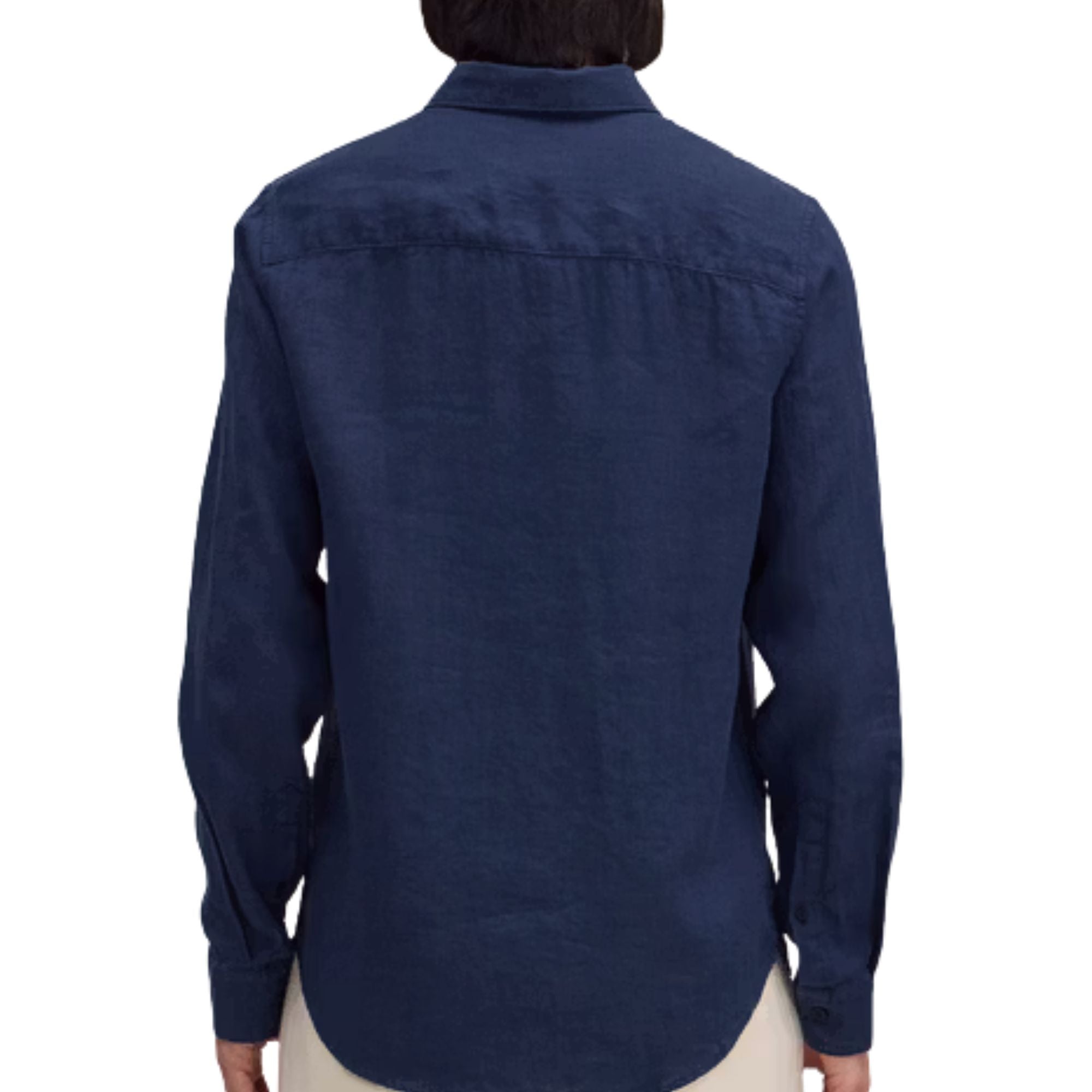 Enzo Classic Collar Linen Shirt - Navy Blue