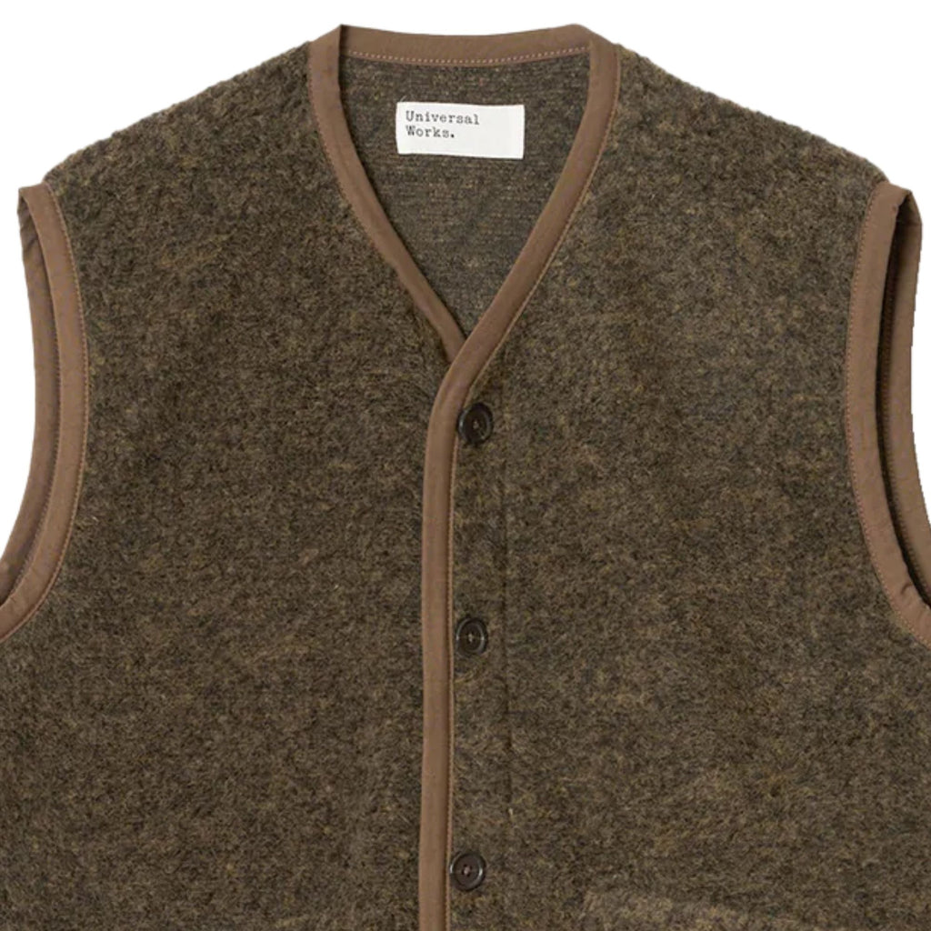 Universal Works Lancaster Gilet Bouclet Fleece - Brown