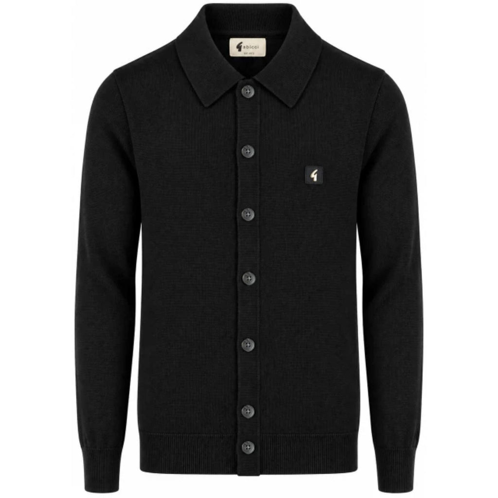 Gabicci Vintage Azima Long Sleeve Plain Knitted Button-Thru - Black