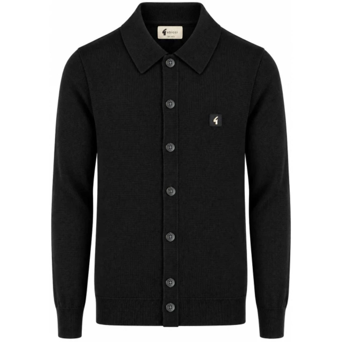 Gabicci Vintage Azima Long Sleeve Plain Knitted Button-Thru - Black