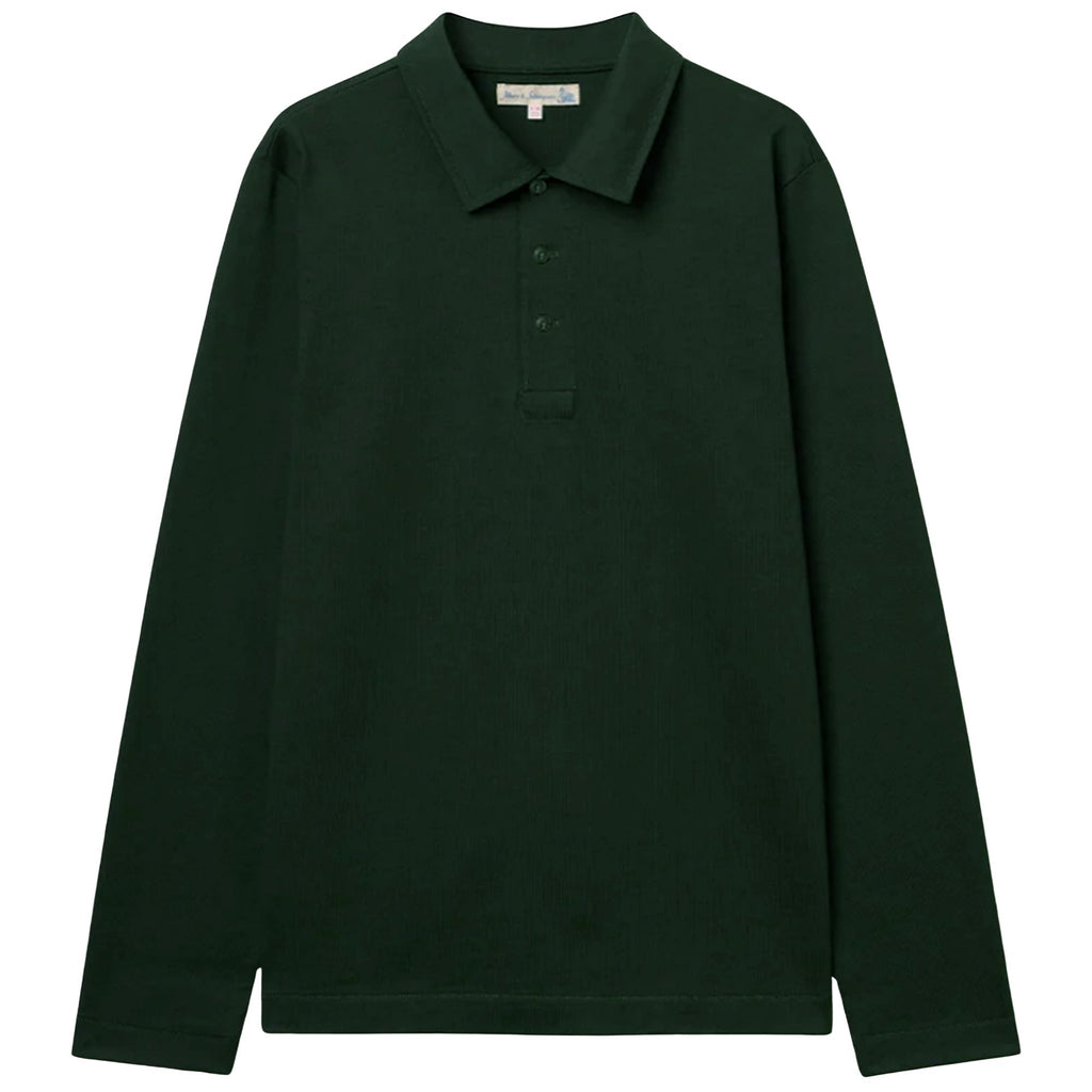 Merz b Schwanen 2MPOLO01LS Mid-Century Machine Refined Fit Polo Longsleeve - Forest