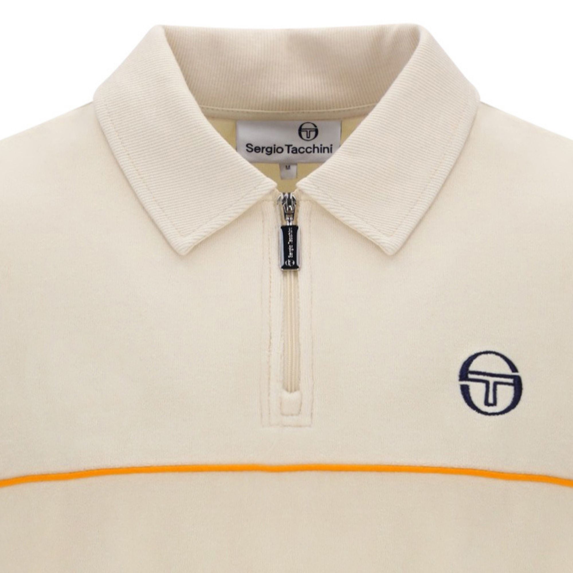 Sergio Tacchini Cardona Velour Zip Polo Shirt - Sandshell