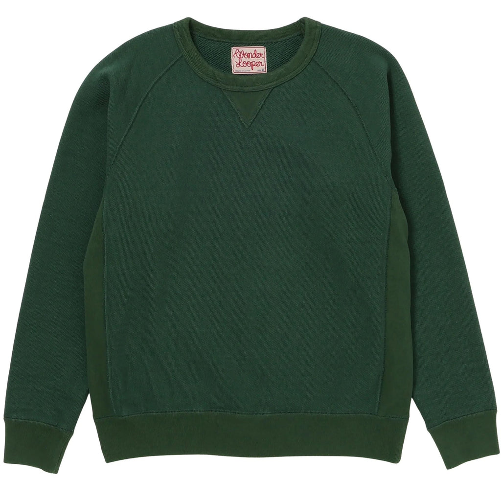 Wonder Looper Double Heavyweight French Terry Pullover Crewneck - Racing Green
