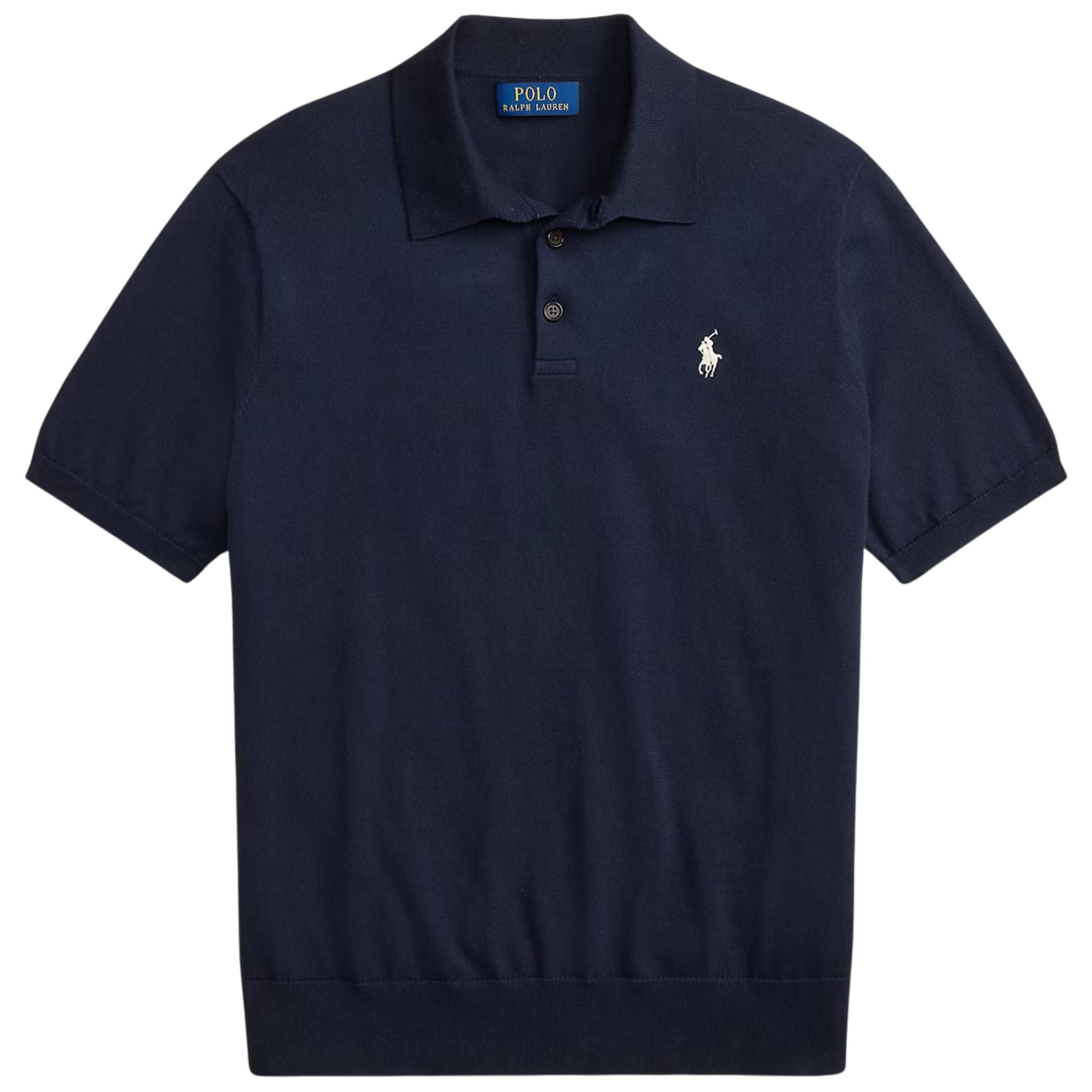 Polo Ralph Lauren Cotton Polo Collar Jumper - Navy – Stuarts London