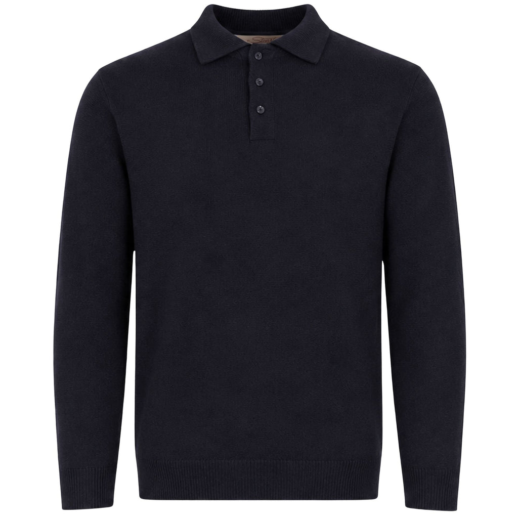 Stuarts London Mayfair Merino Polo - Navy SL007-NAV