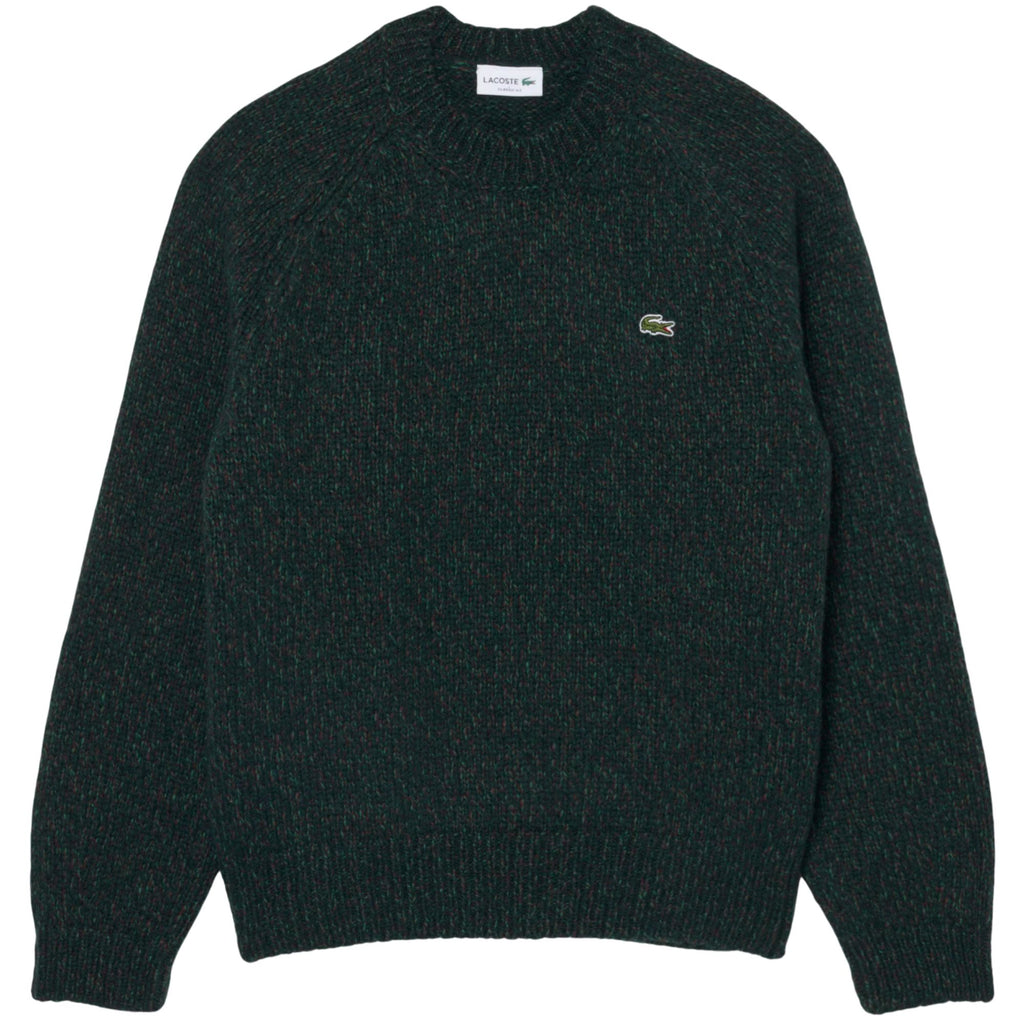 Lacoste Mercerized Knit Wool Cardigan - Green Mix