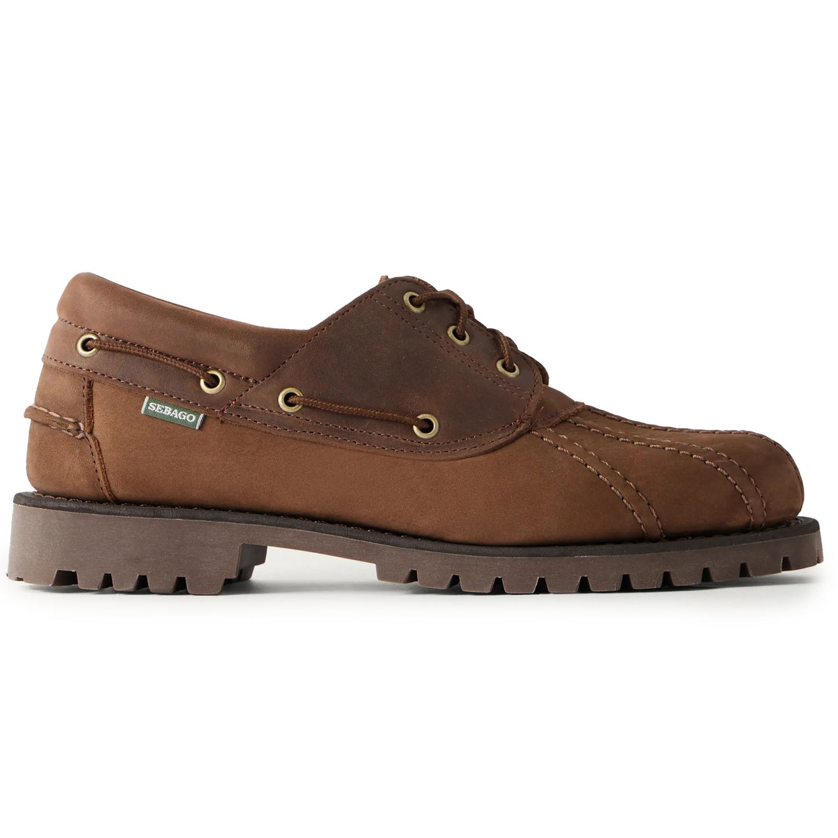 Sebago Tucker Panelled Leather Boat Shoes - Total Dark Brown