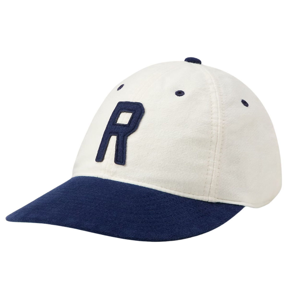 Polo Ralph Lauren Felt-Patch Chamois Ball Cap - Deckwash White/Newport Navy