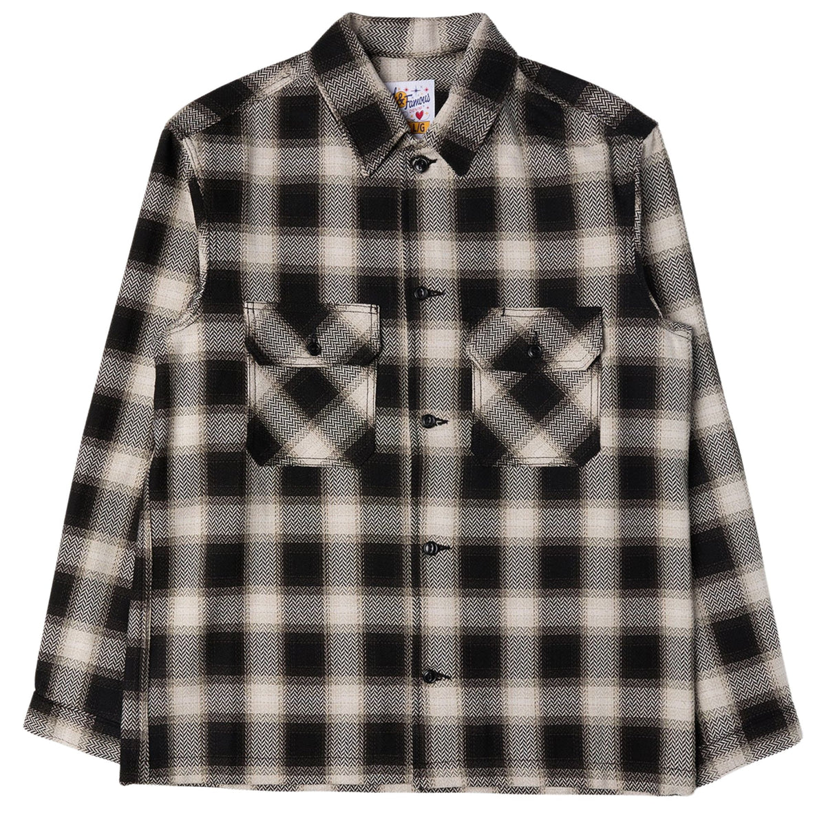 Naked and Famous Denim Trippy Ombre Plaid Work Shirt - Ivory