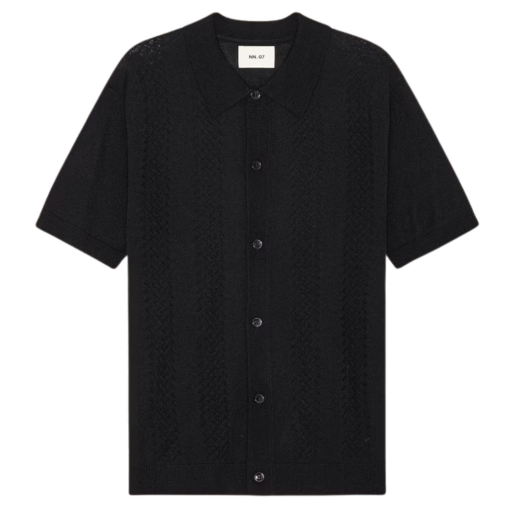 Thor Wool Blend Button Through Polo Shirt  - Deep Navy