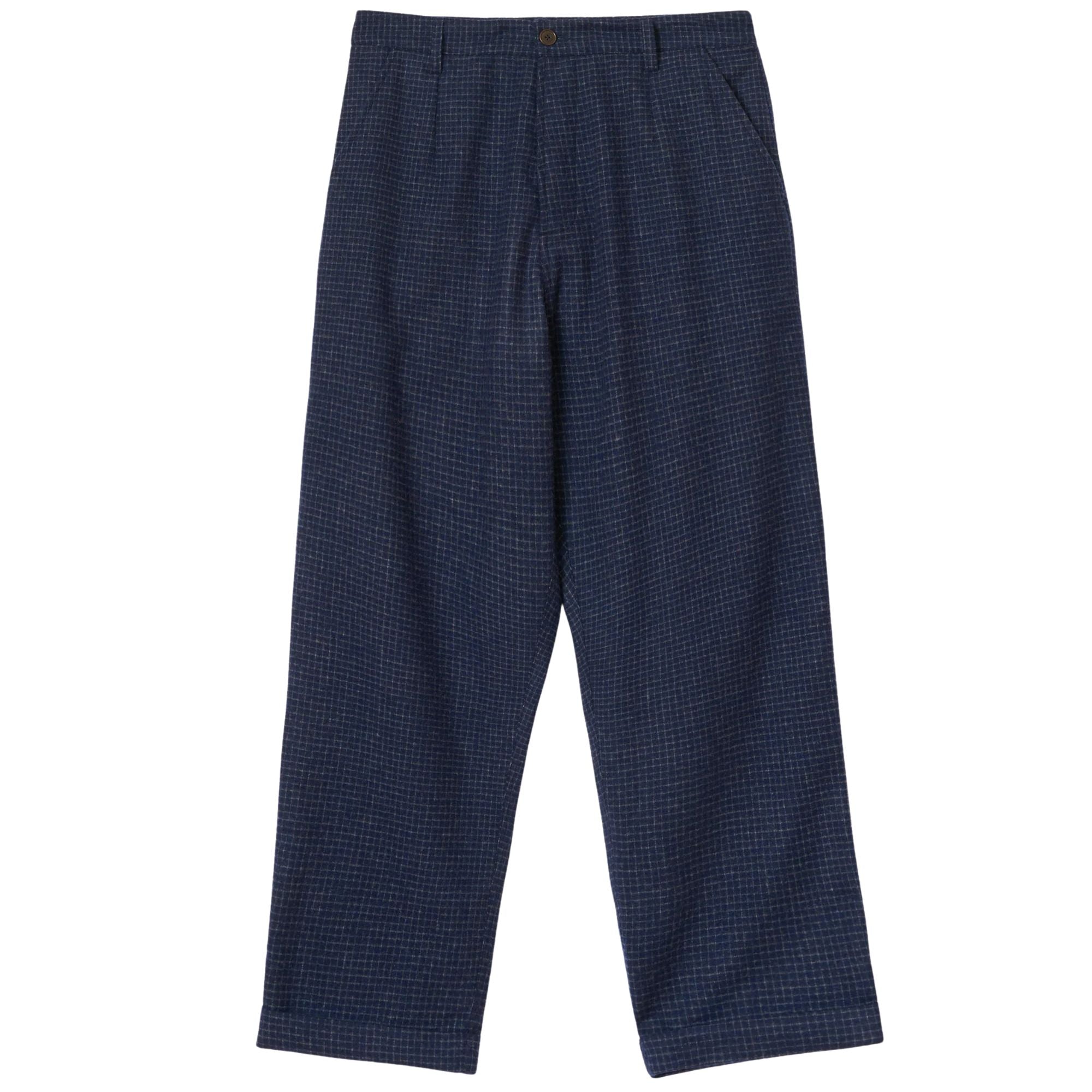 Universal Works Bobby Wool Mix Super Chino - Navy Check
