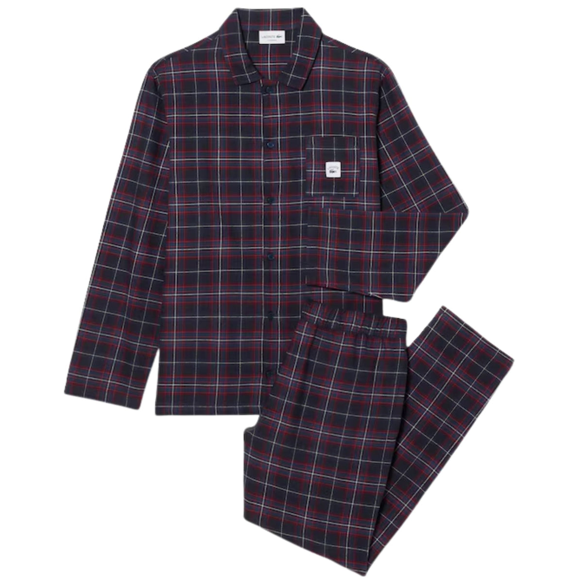 Lacoste Plaid Pyjama Set - Navy/Burgundy