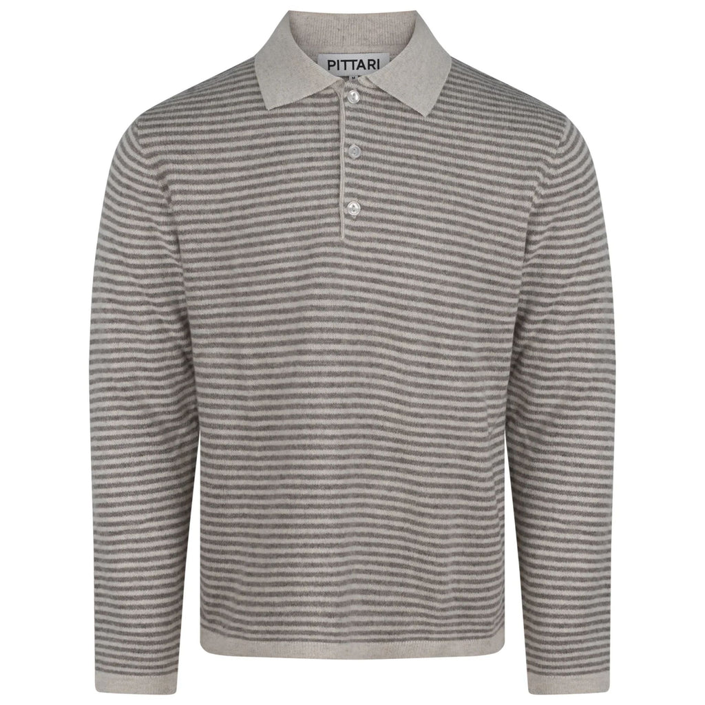 Pittari Trent Long Sleeved Lambswool Polo - Clay/Vole
