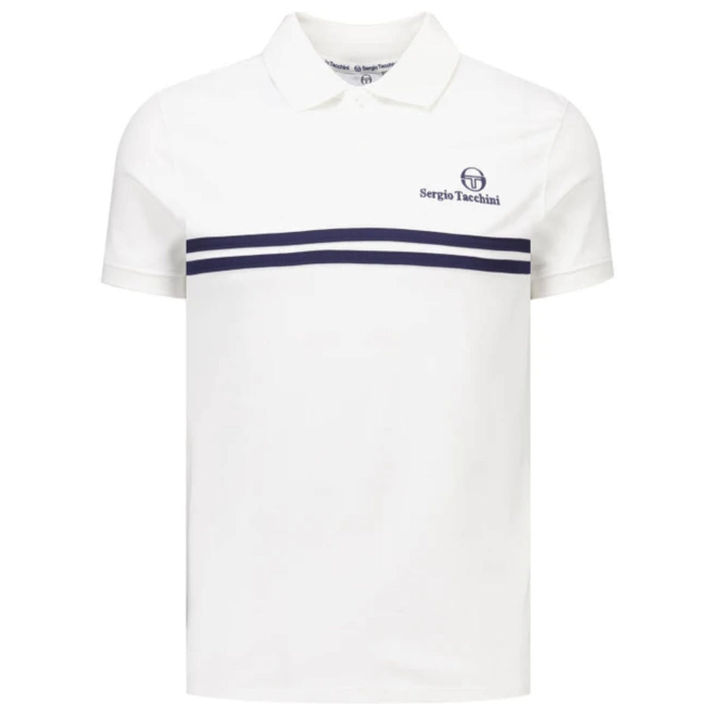 Sergio Tacchini New Supermac Polo Shirt - White/Maritime Blue/Princess Blue