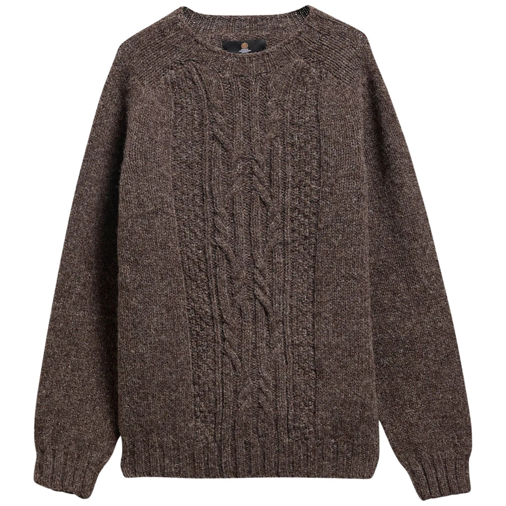 Barbour	Natural Yarm Cable Crew Jumper - Medium Brown