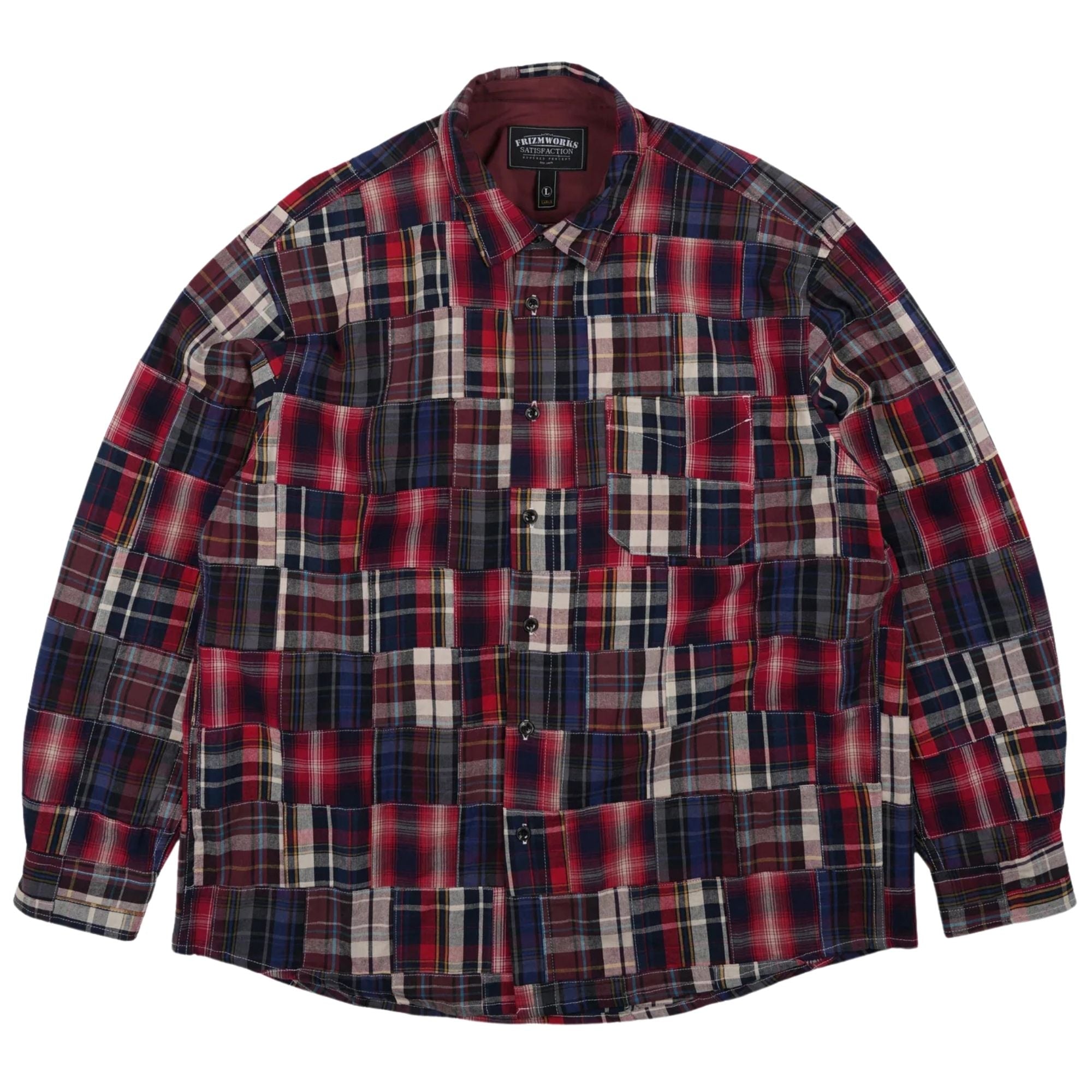 FrizmWORKS Madras Patchwork Relaxed Shirt - Wine