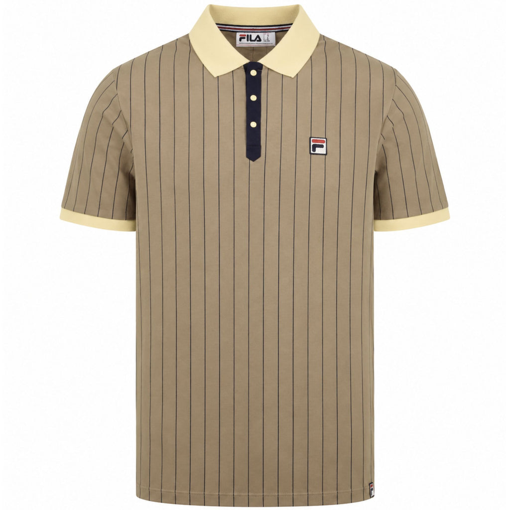 Fila Vintage BB1 Classic Vintage Striped Polo Shirt - Double Cream