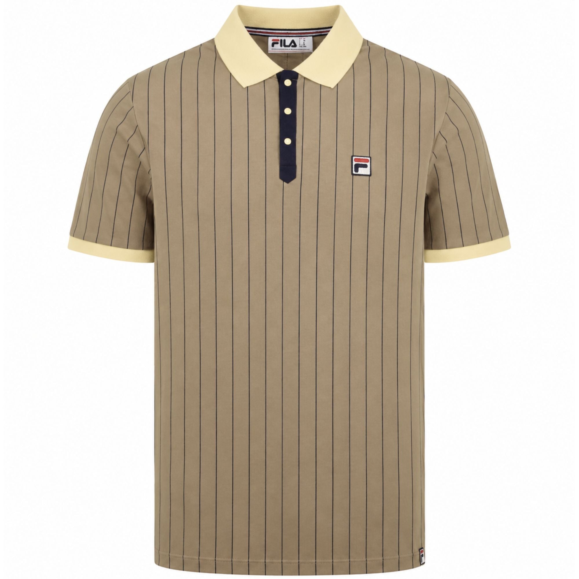 Fila Vintage BB1 Classic Vintage Striped Polo Shirt - Double Cream