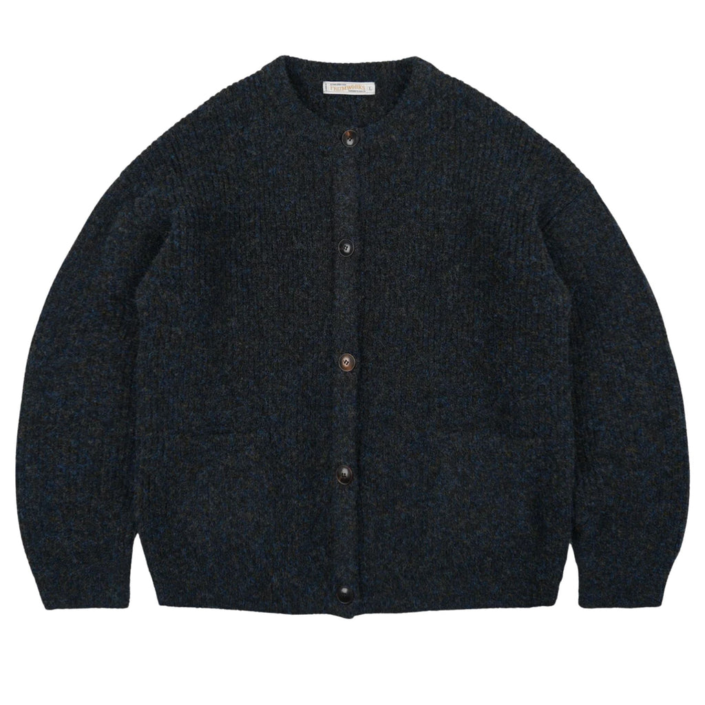 FrizmWORKS Brushed Wool Round Cardigan - Black
