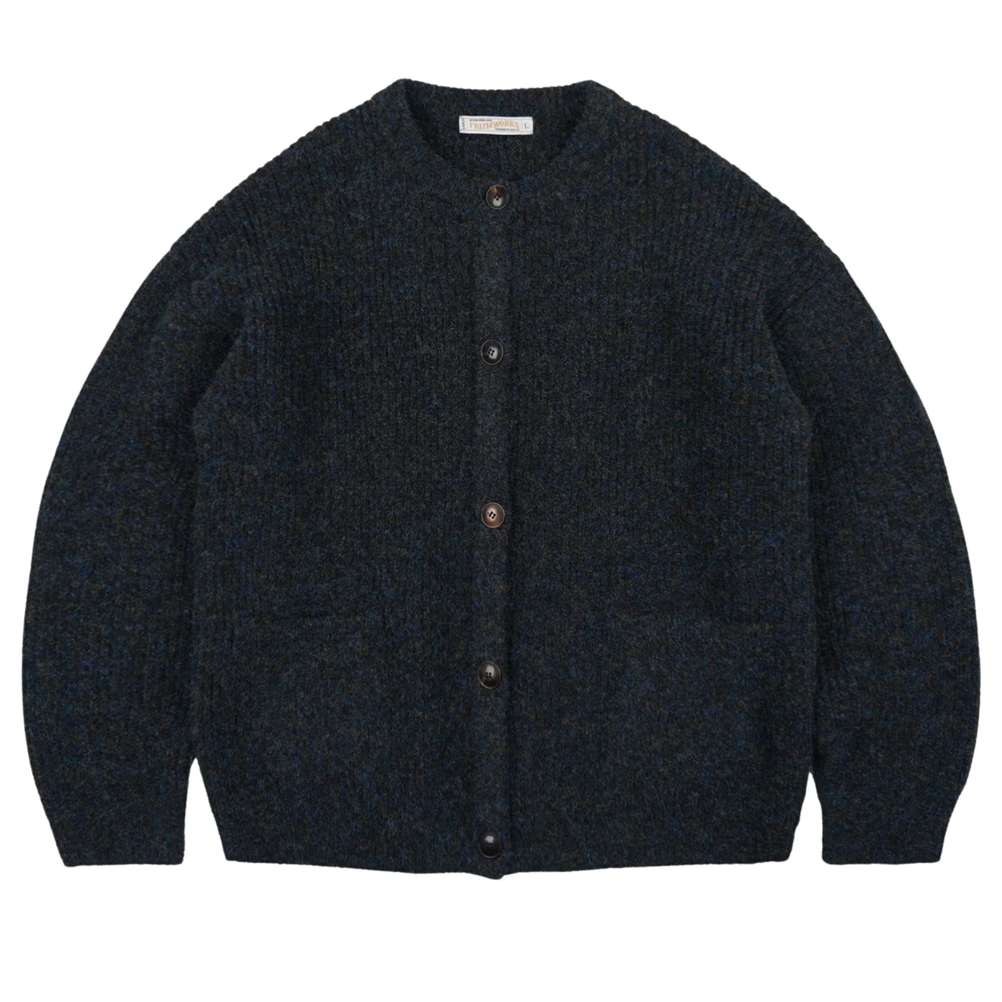 FrizmWORKS Brushed Wool Round Cardigan - Black