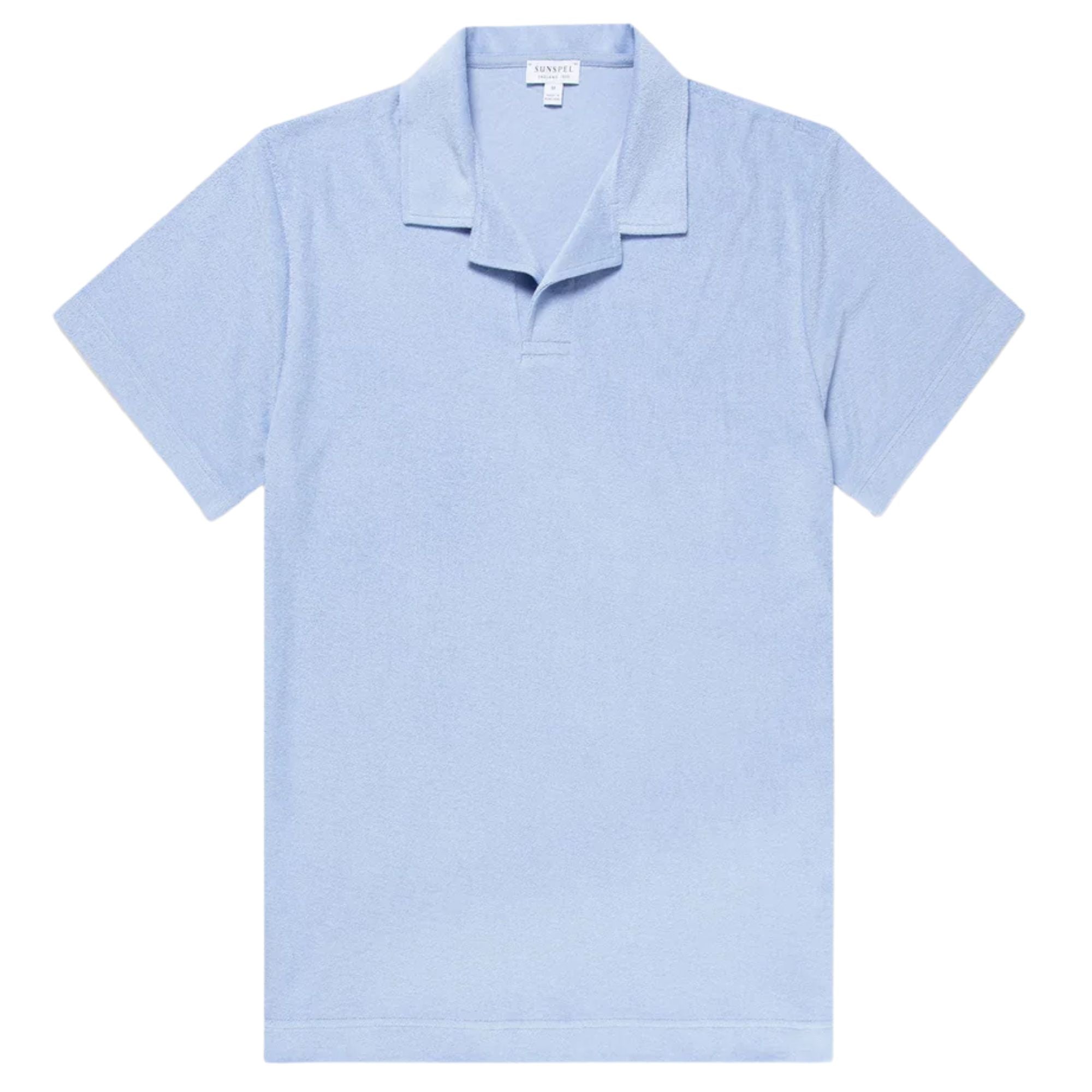 Sunspel Towelling Polo Shirt - Sky