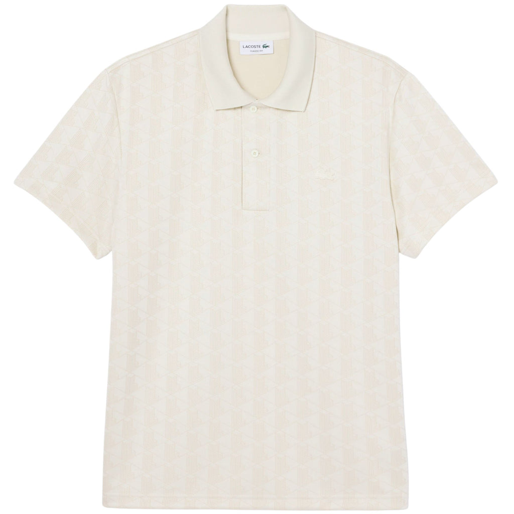Lacoste Classic Fit Monogram Jacquard Polo Shirt - Beige