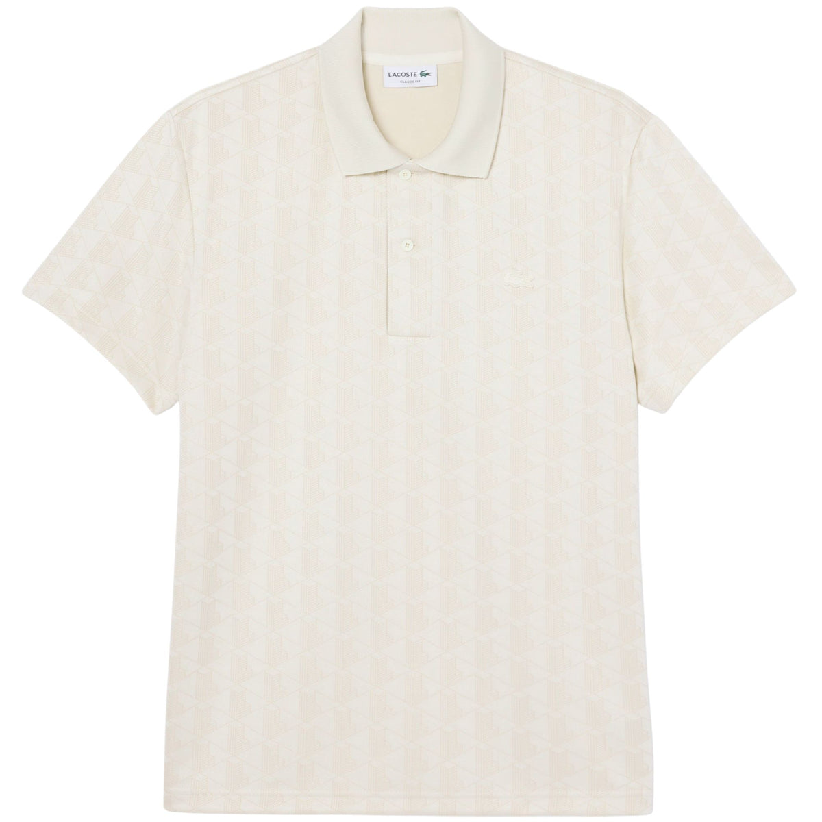 Lacoste Classic Fit Monogram Jacquard Polo Shirt - Beige
