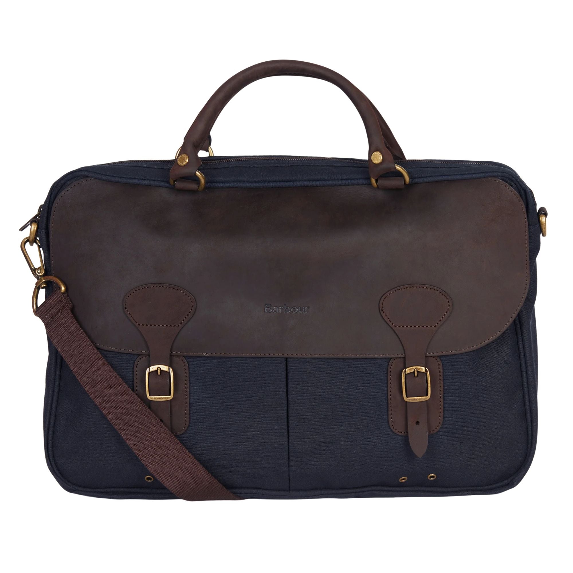 Barbour Wax Leather Briefcase - Navy UBA0004N – Stuarts London