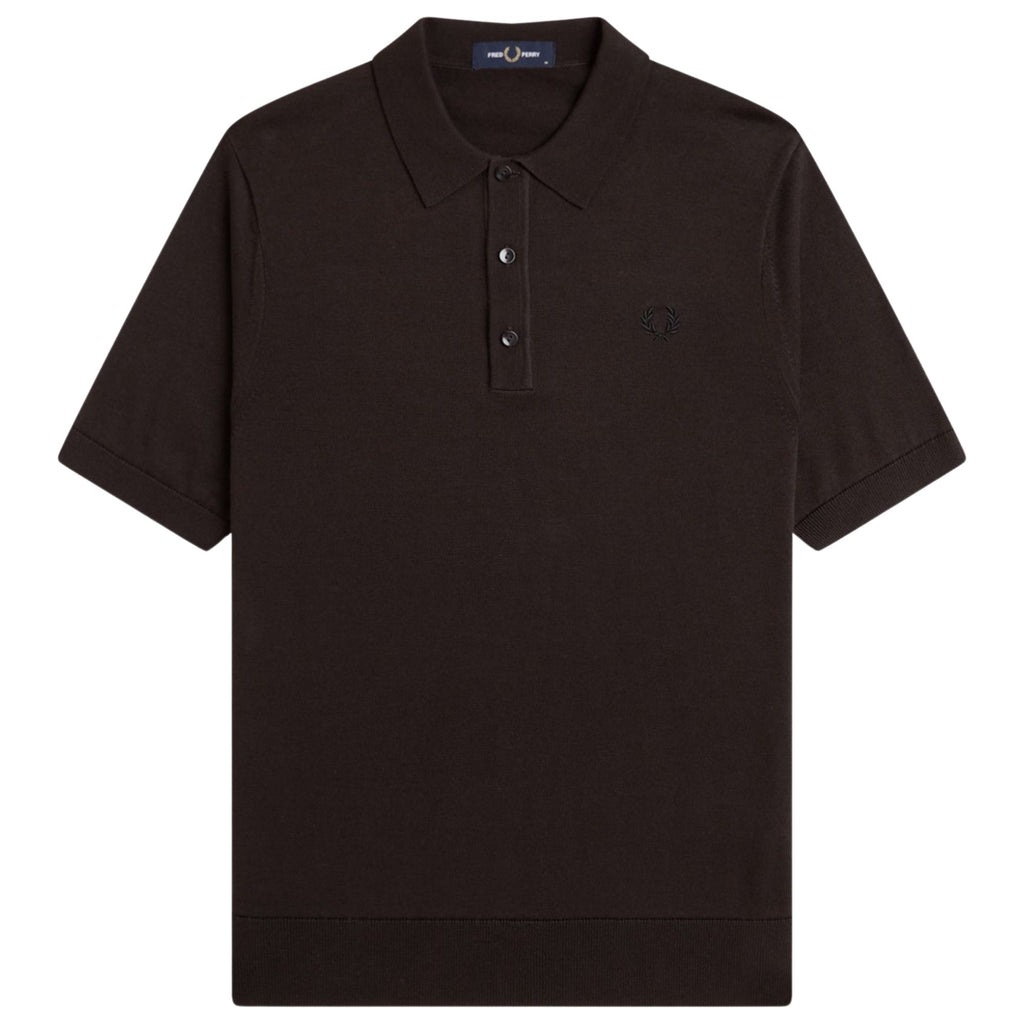 Fred Perry Cotton Knitted Shirt - Rich Brown